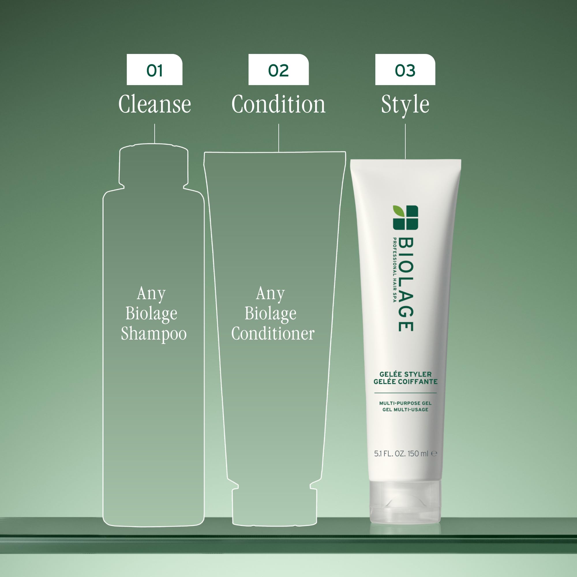 Biolage 16.9 fluid ounce liquid hair gel bottle showing brand logo and product details