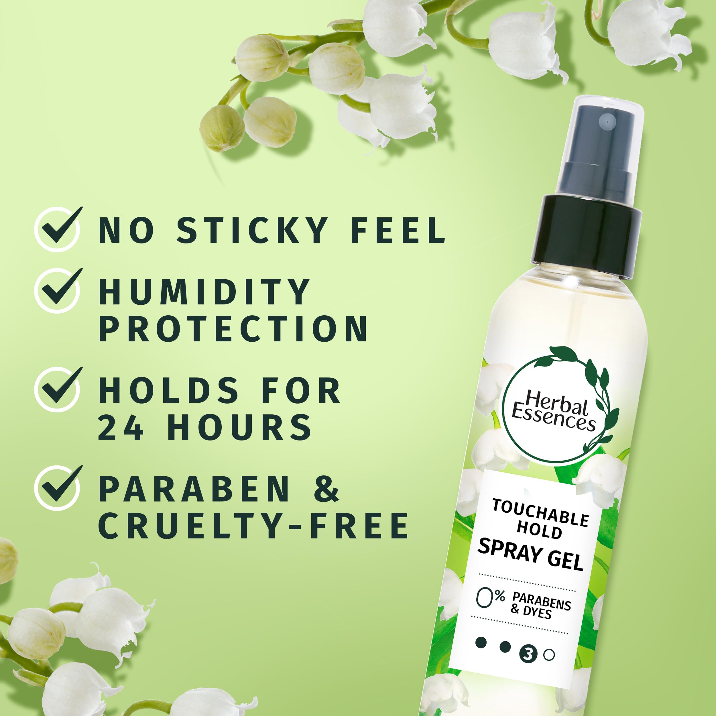Herbal Essences Curly Hair Styler bottle showcasing twenty four hour hold details
