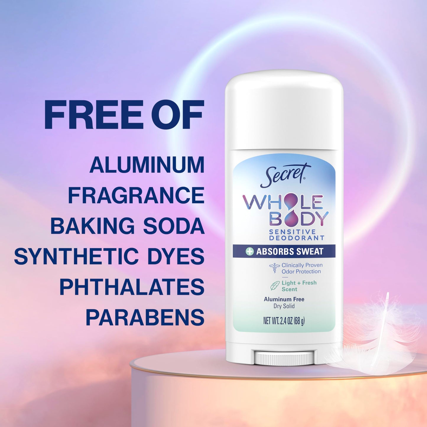 Secret whole body deodorant application areas