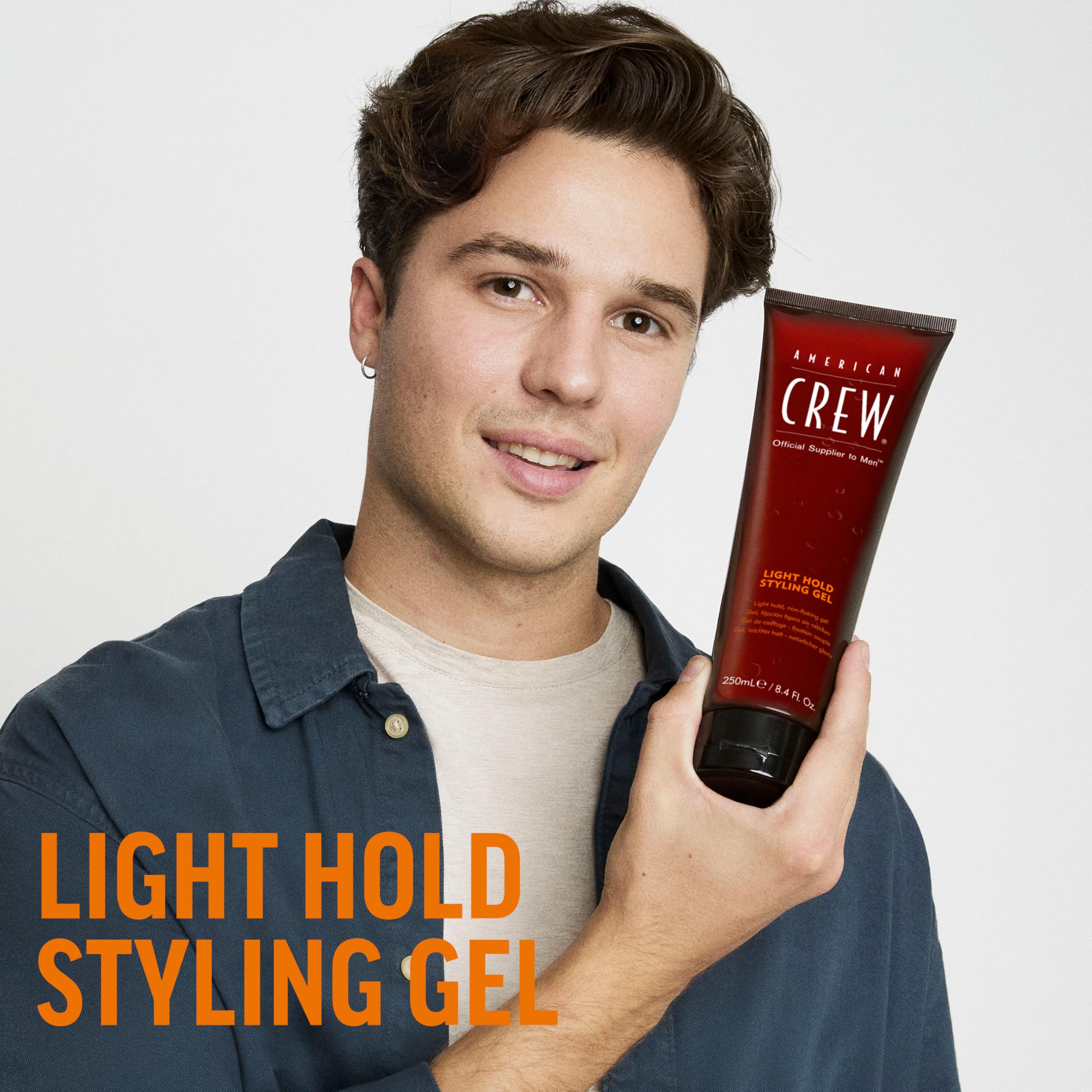 American Crew 250ml low shine hair gel squeeze tube packaging