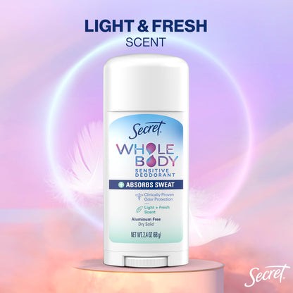 Secret whole body deodorant 72 hour protection label