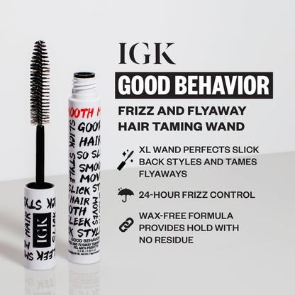 IGK Good Behavior hair taming stick showing the extra large bristle brush applicator