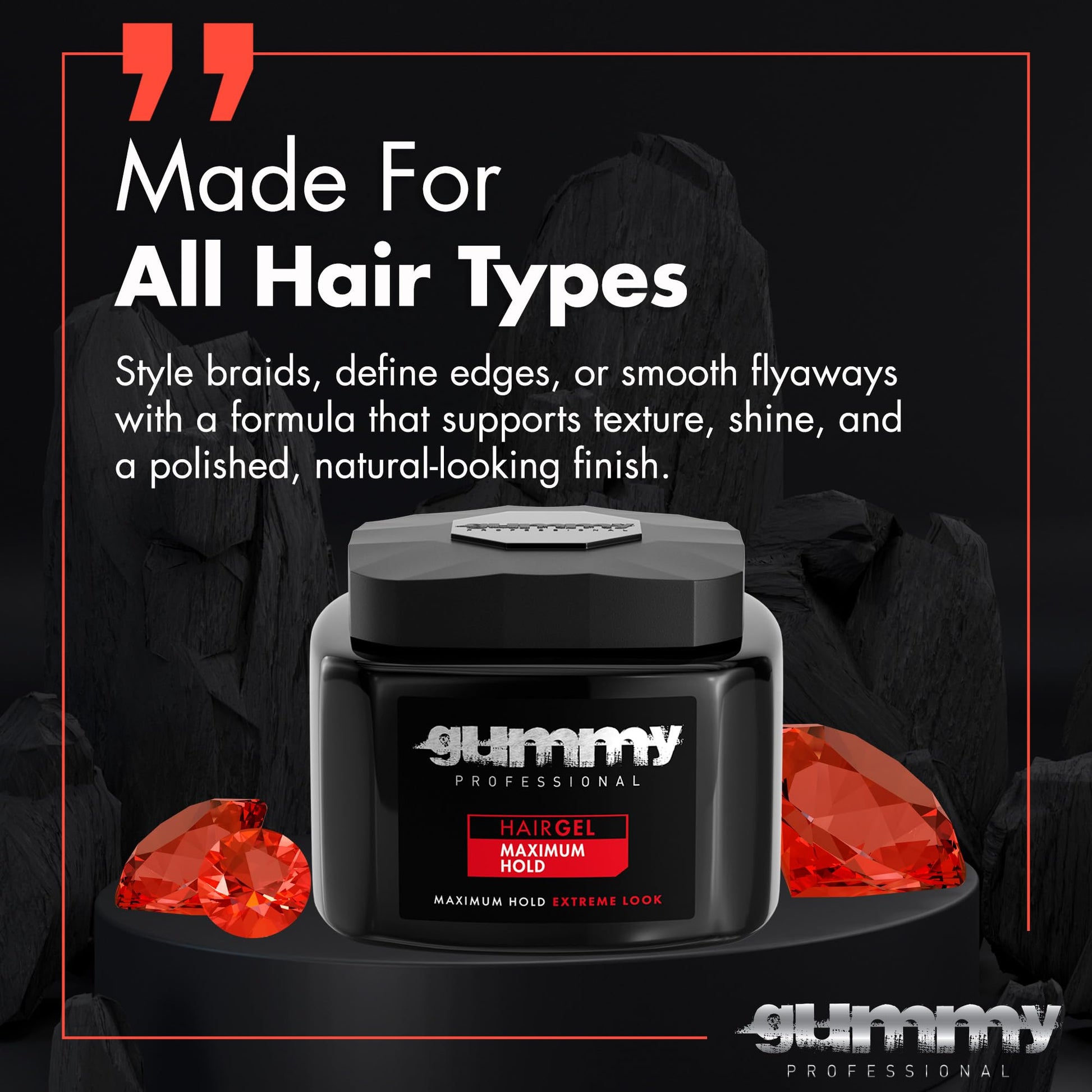 Gummy hair gel with Vitamin B5 for strong hold and flake free hair