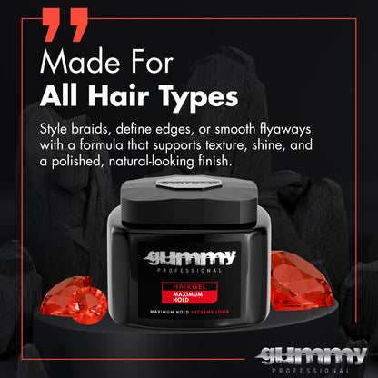 Gummy hair gel with Vitamin B5 for strong hold and flake free hair