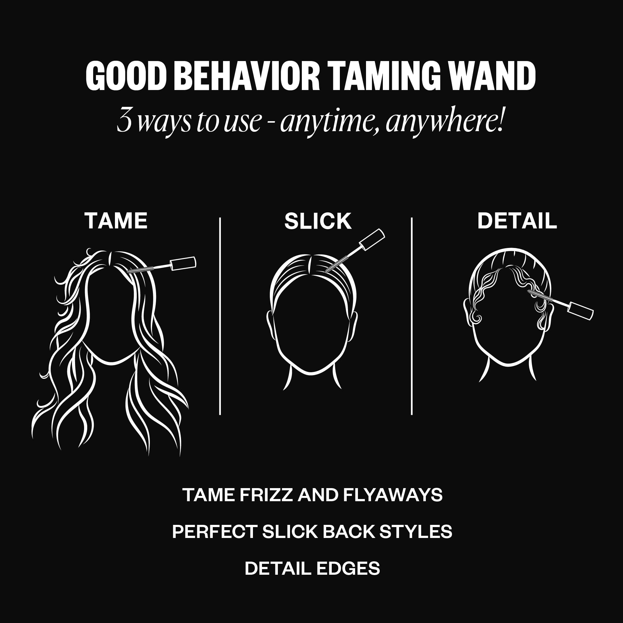 IGK anti frizz mascara style hair wand for sleek slick back hairstyles