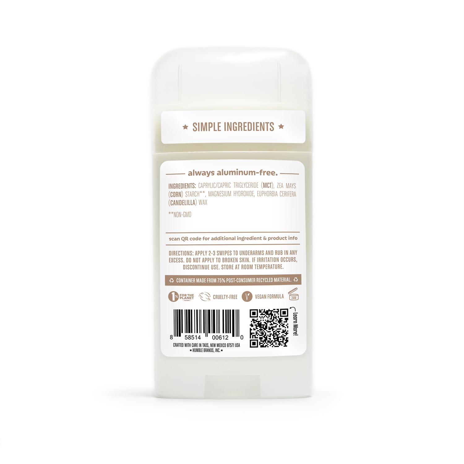 Humble Brands USA imported personal care deodorant product top angle