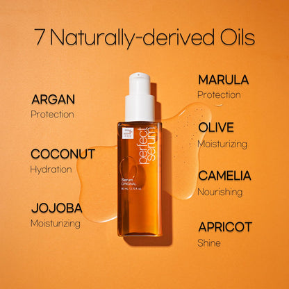 Mise En Scene Perfect Serum Original close up view of the golden Moroccan argan oil formula