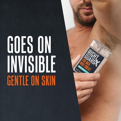 Right Guard clear stick sweat defense gel for men positioned vertically against a clean background