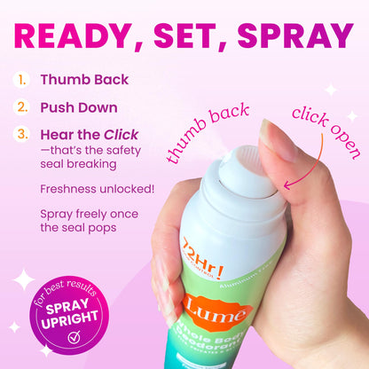 Lume full size and mini deodorant spray set
