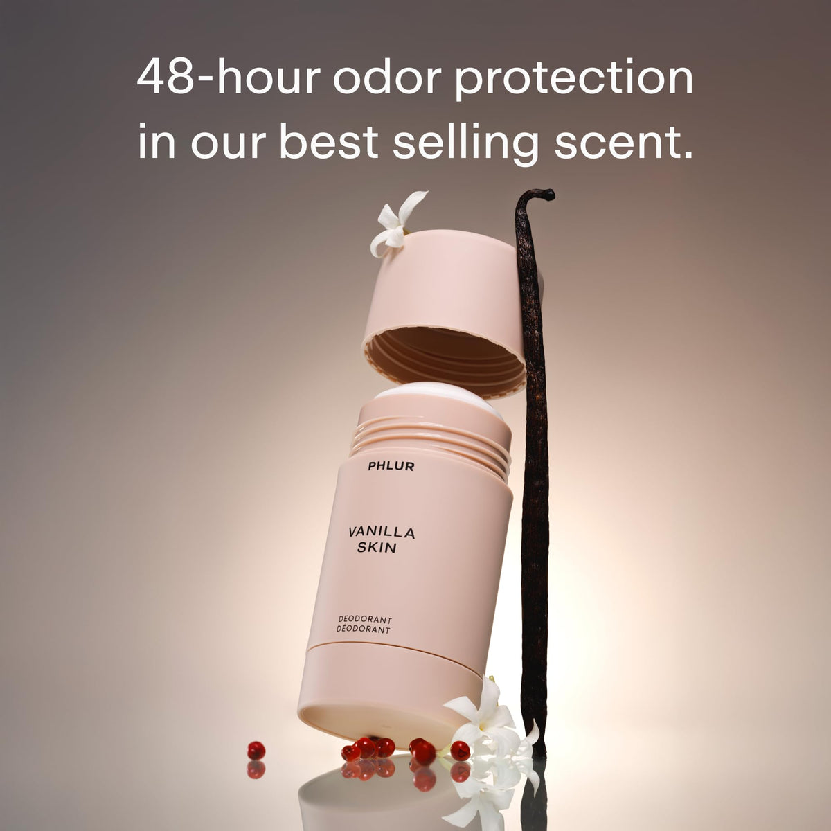 Phlur Vanilla Skin Natural Deodorant packaging angle view