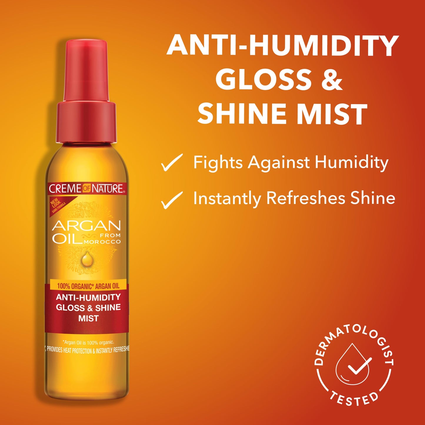 Authentic Moroccan argan oil infused glossing spray bottle on a clean background