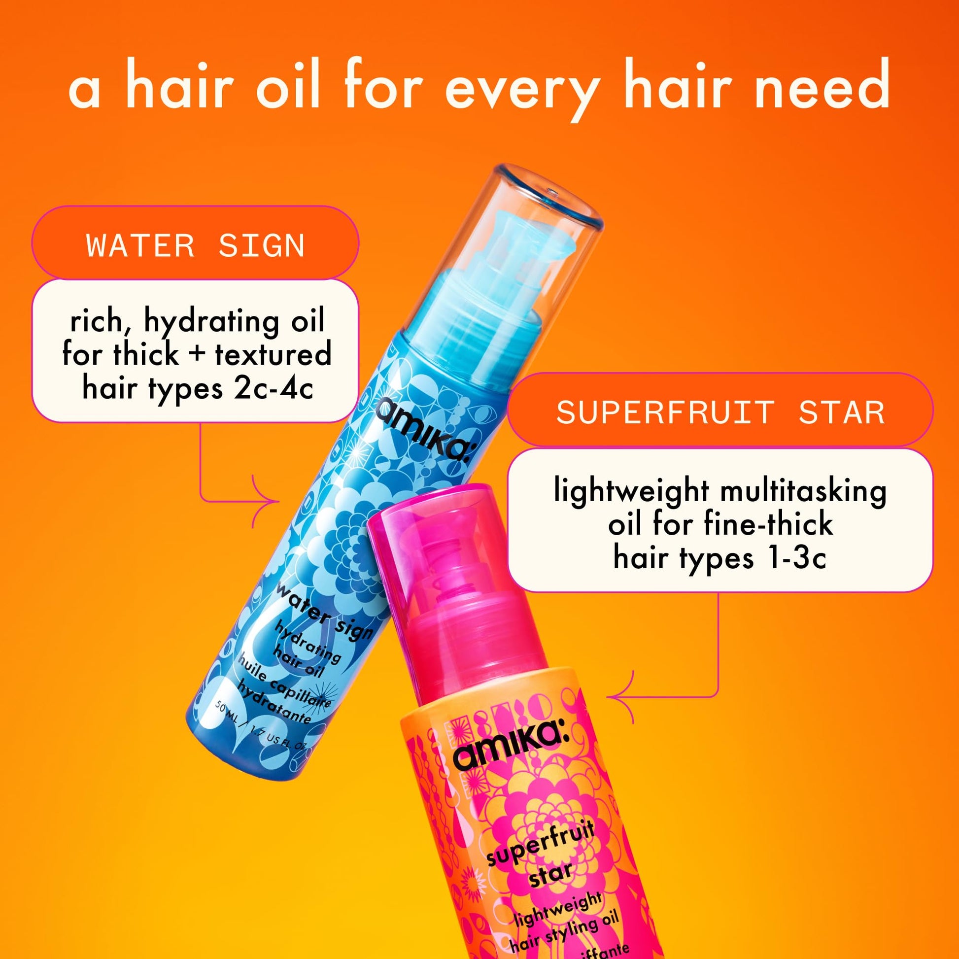 Amika luxury lightweight hair styling defense oil clear bottle view
