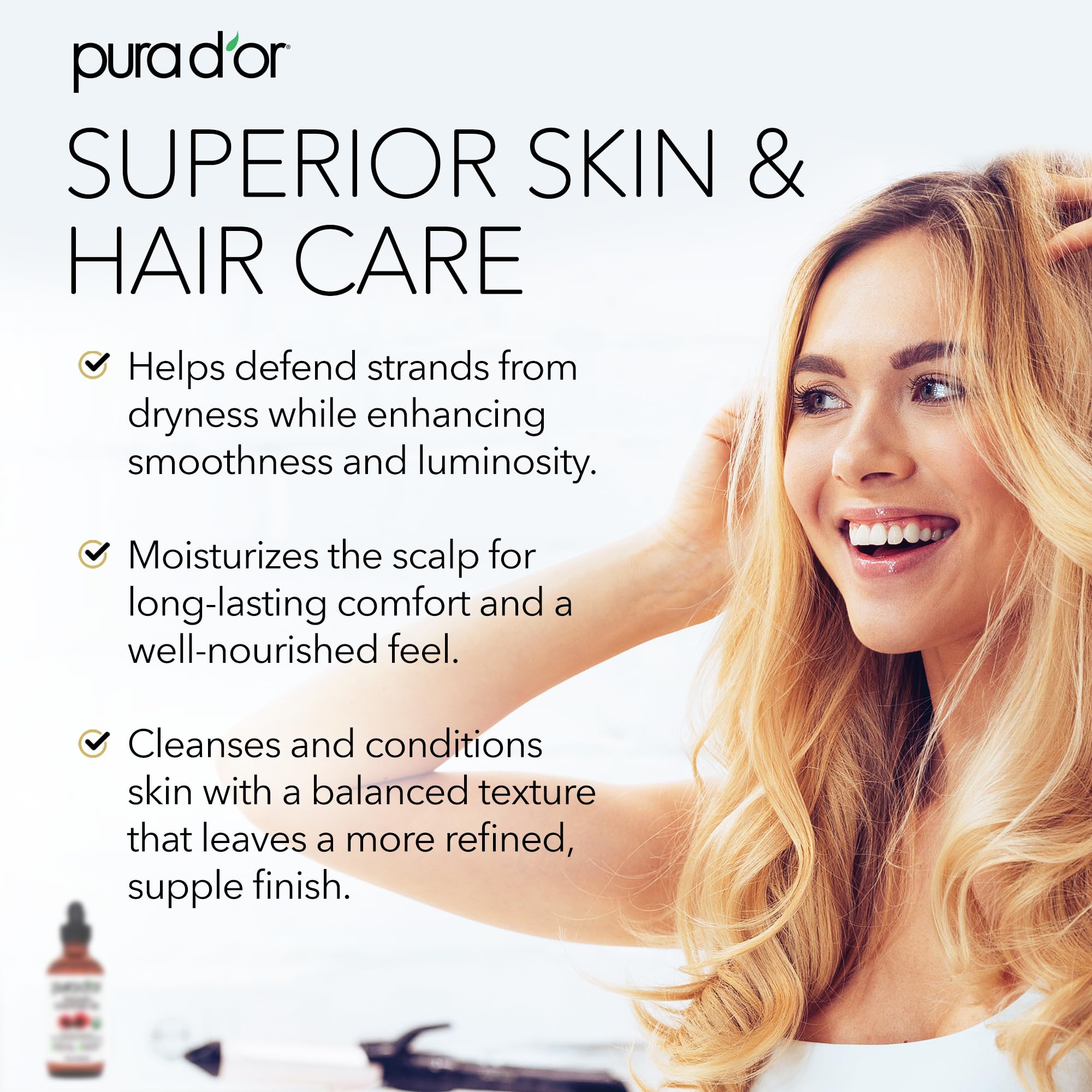 PURA D'OR Cold Pressed Castor Oil bottle showing the USDA Certified Organic seal