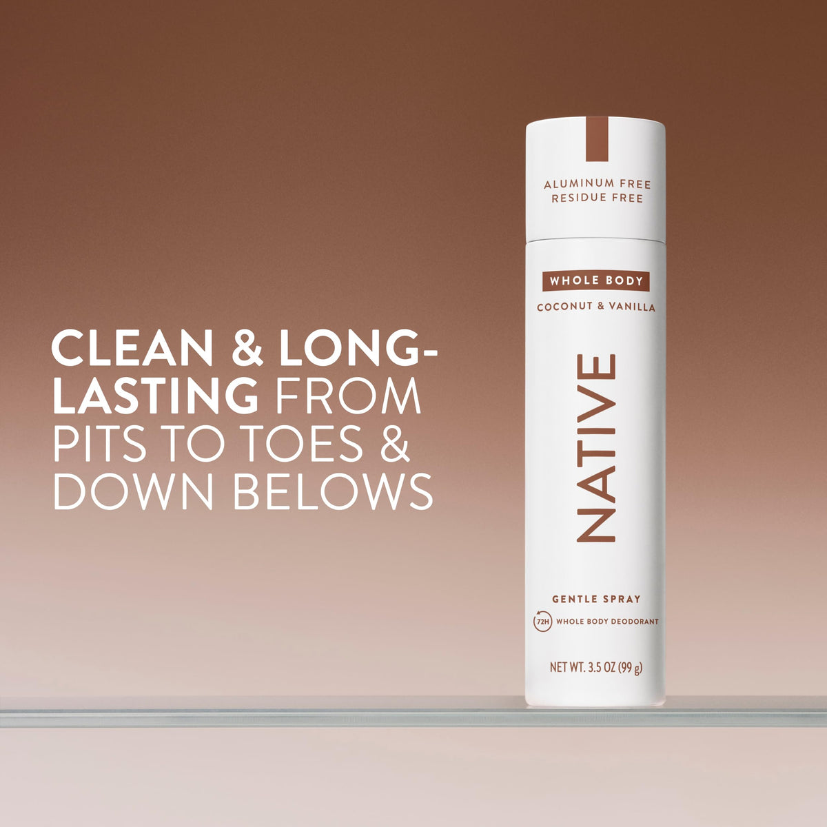 Native coconut and vanilla deodorant spray container label details