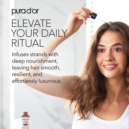 PURA D'OR Organic Castor Oil packaging highlighting natural botanical moisturizer benefits