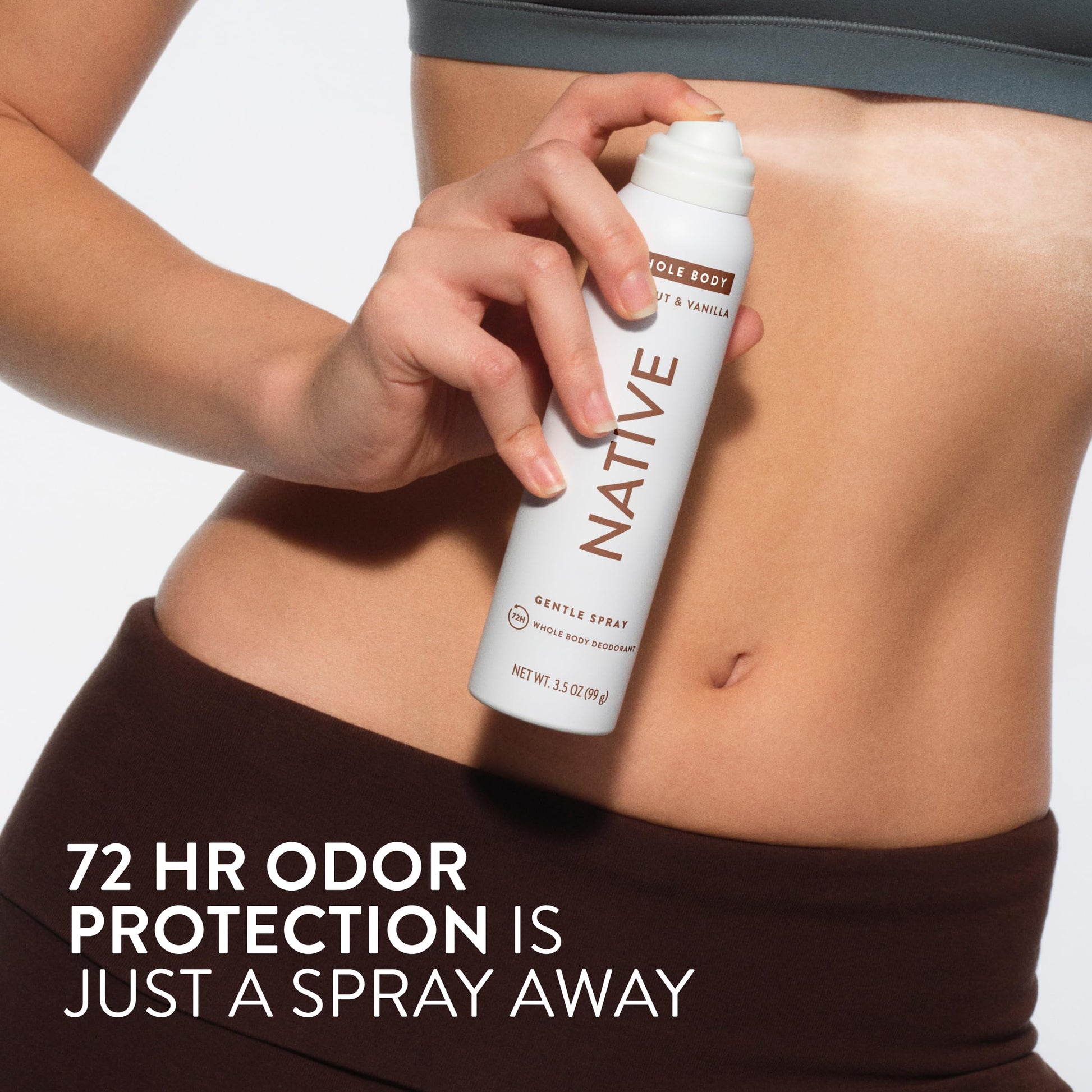 Back of Native deodorant spray showing ingredient details