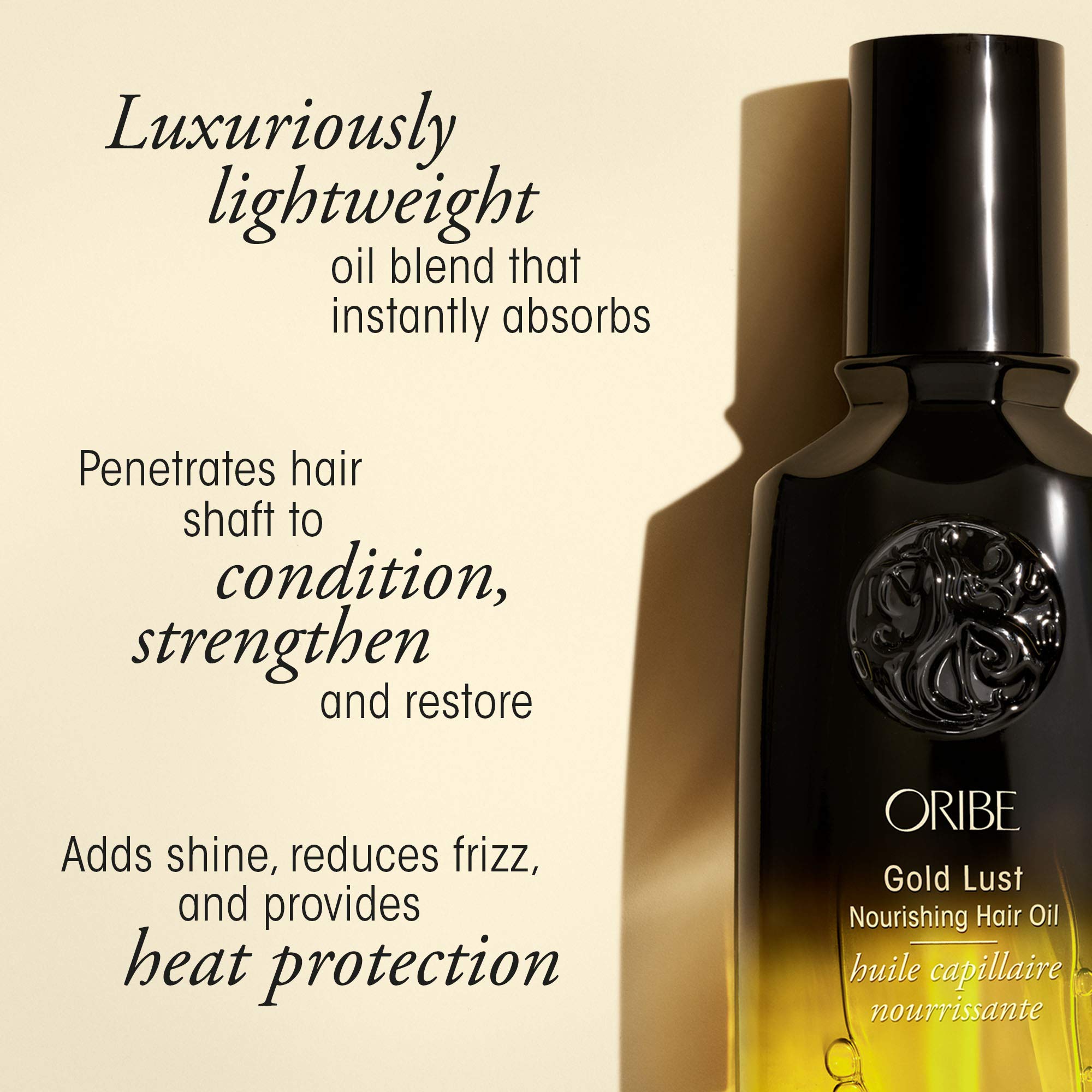 Authentic Oribe Gold Lust hair serum for frizzy hair control.