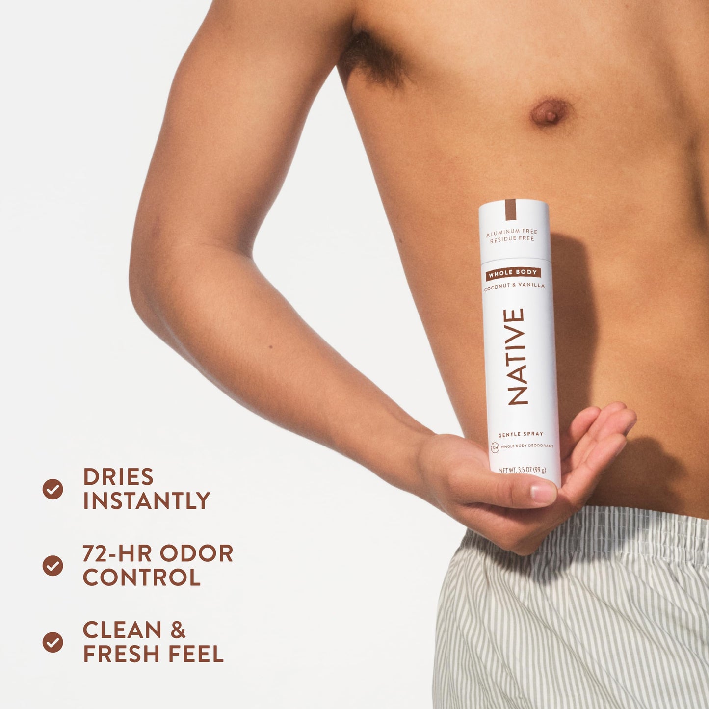 Side profile of Native Coconut and Vanilla body spray