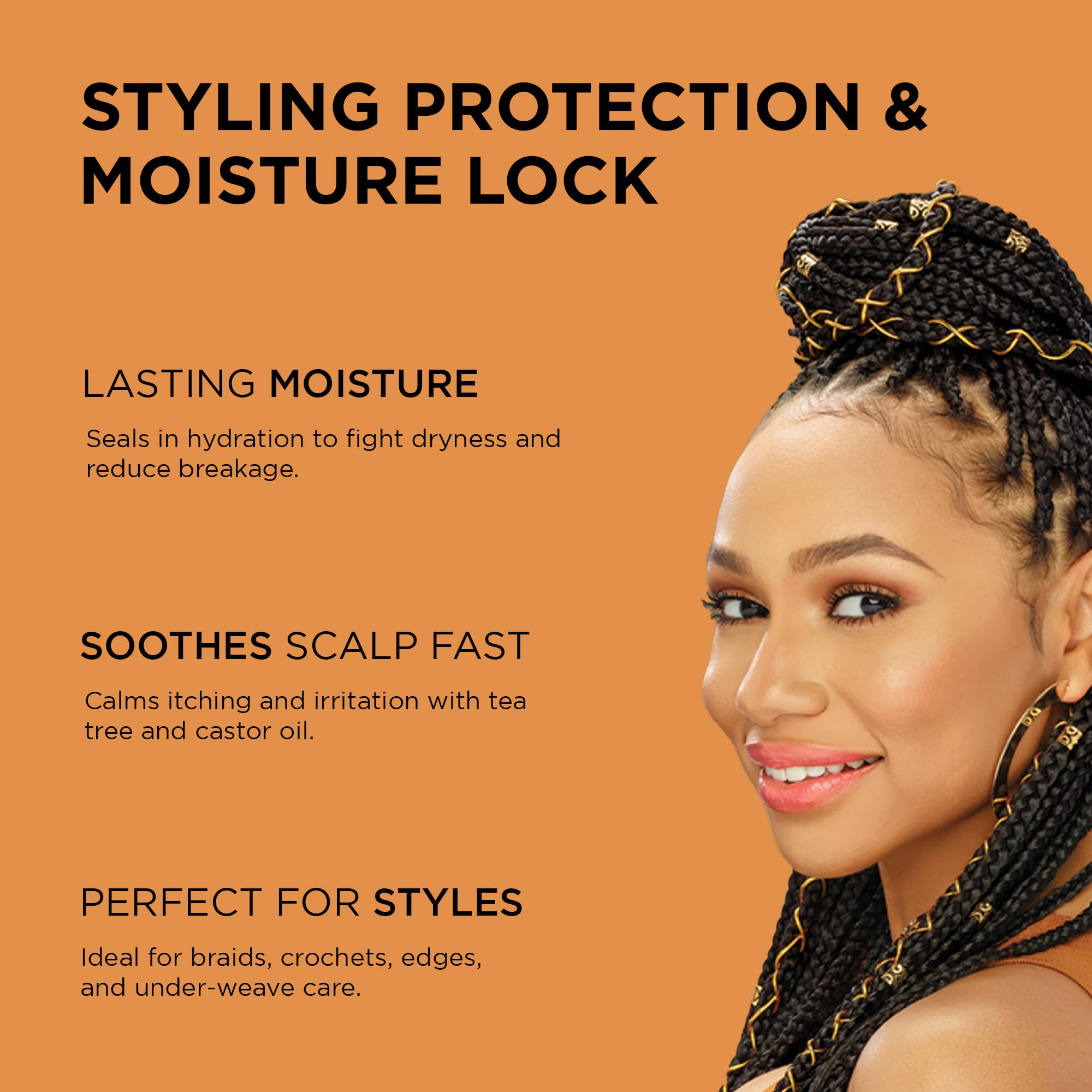 Authentic USA imported African Pride hair oil bottle showing ingredients list
