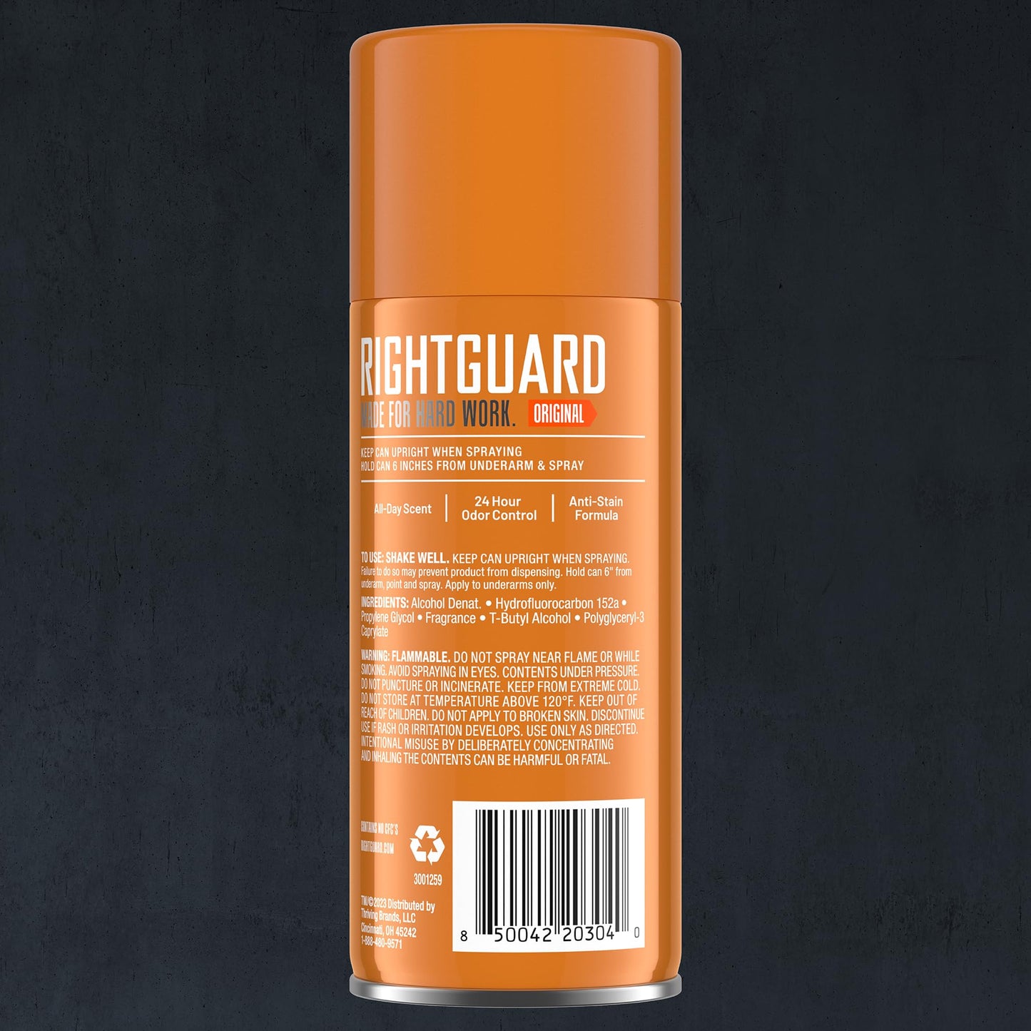 Right Guard aluminum free men spray deodorant pack of two displaying product labels and weight details