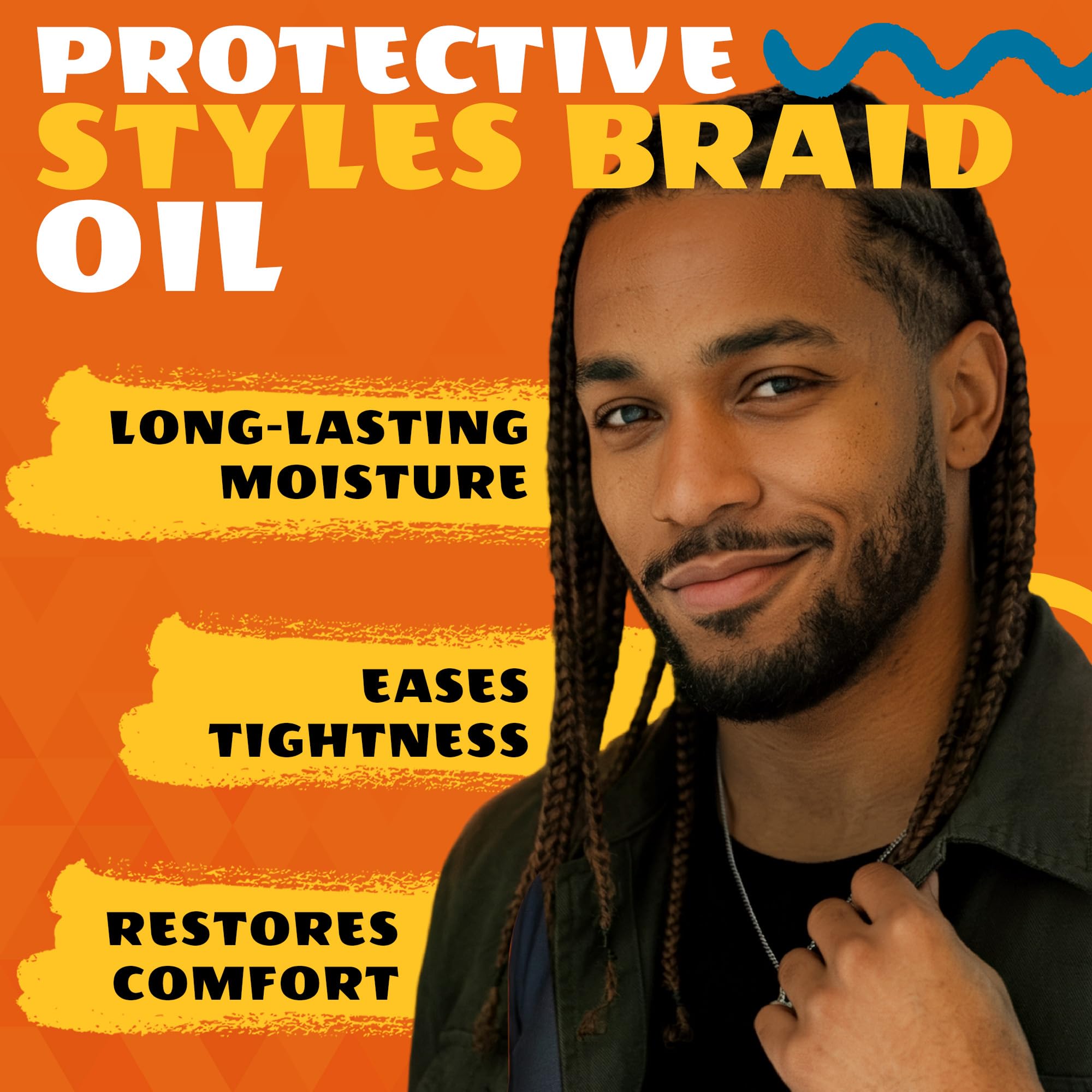 AllDay Locks hair mousse formulation details showcasing its frizz control benefits for protective styles
