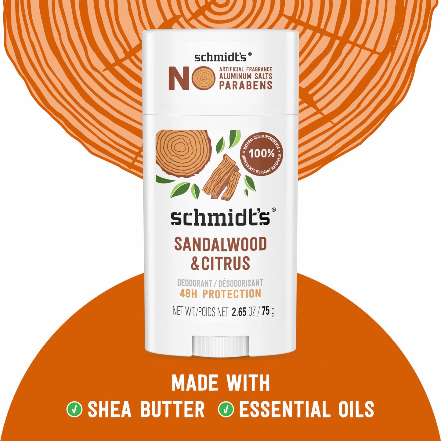 Imported Schmidt's sandalwood and citrus chemical free deodorant sticks underarm protection
