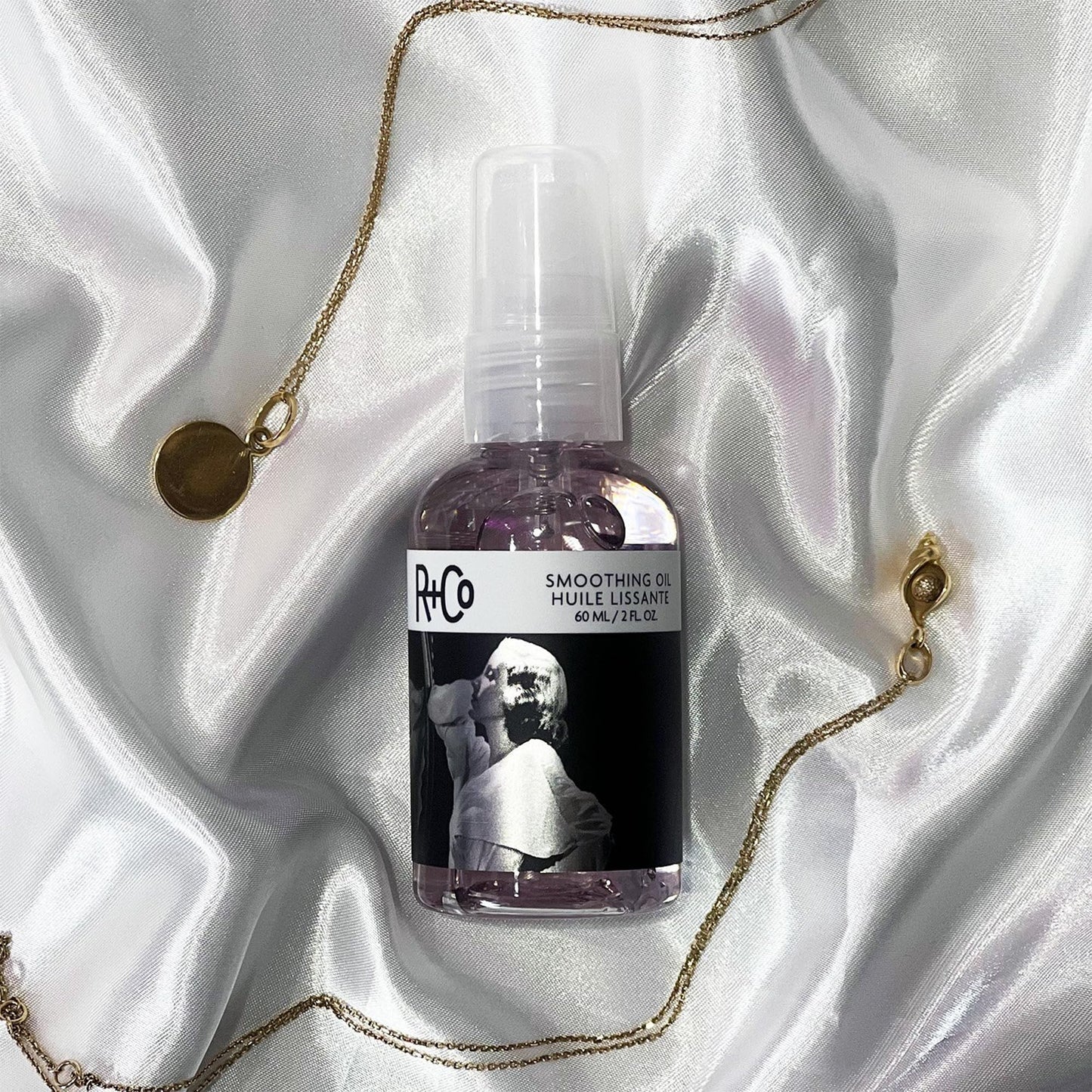 Authentic R+Co professional smoothing oil packaging details