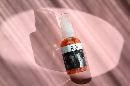 Luxury USA imported R+Co hair oil bottle texture and consistency