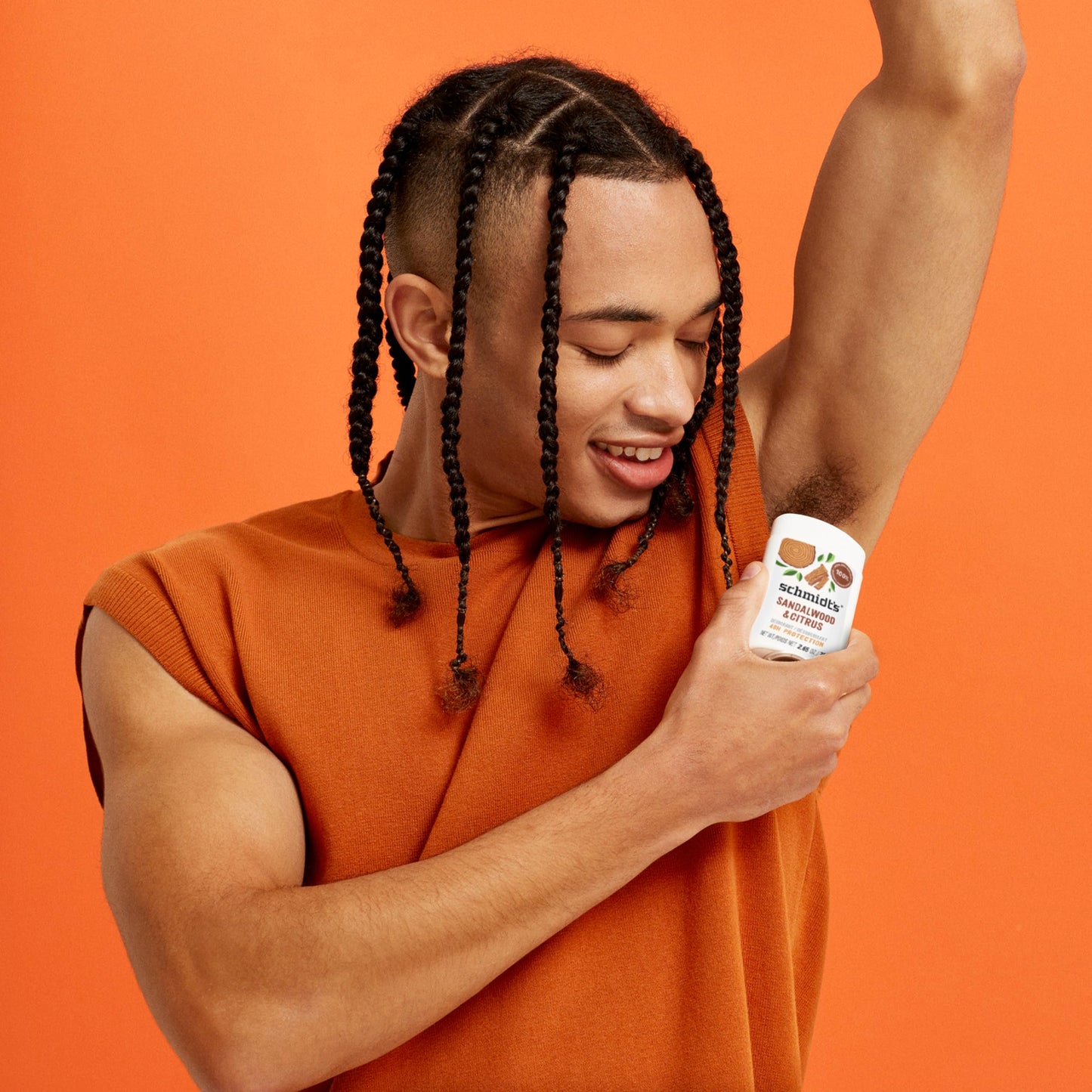 Schmidt's sandalwood and citrus twin pack lifestyle display for daily personal care routine