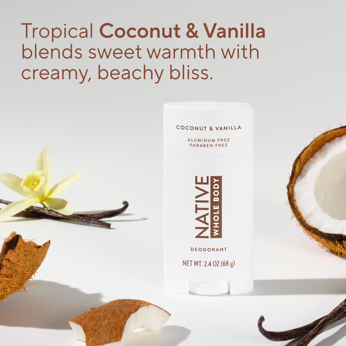 Native whole body deodorant stick texture and formula close up