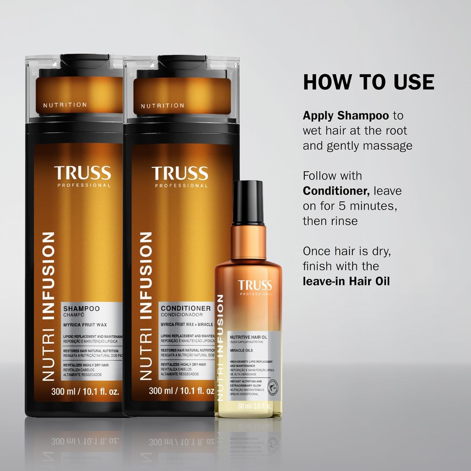 Truss Professional Nutri Infusion Hair Oil for damaged hair lipid replenishment oil texture