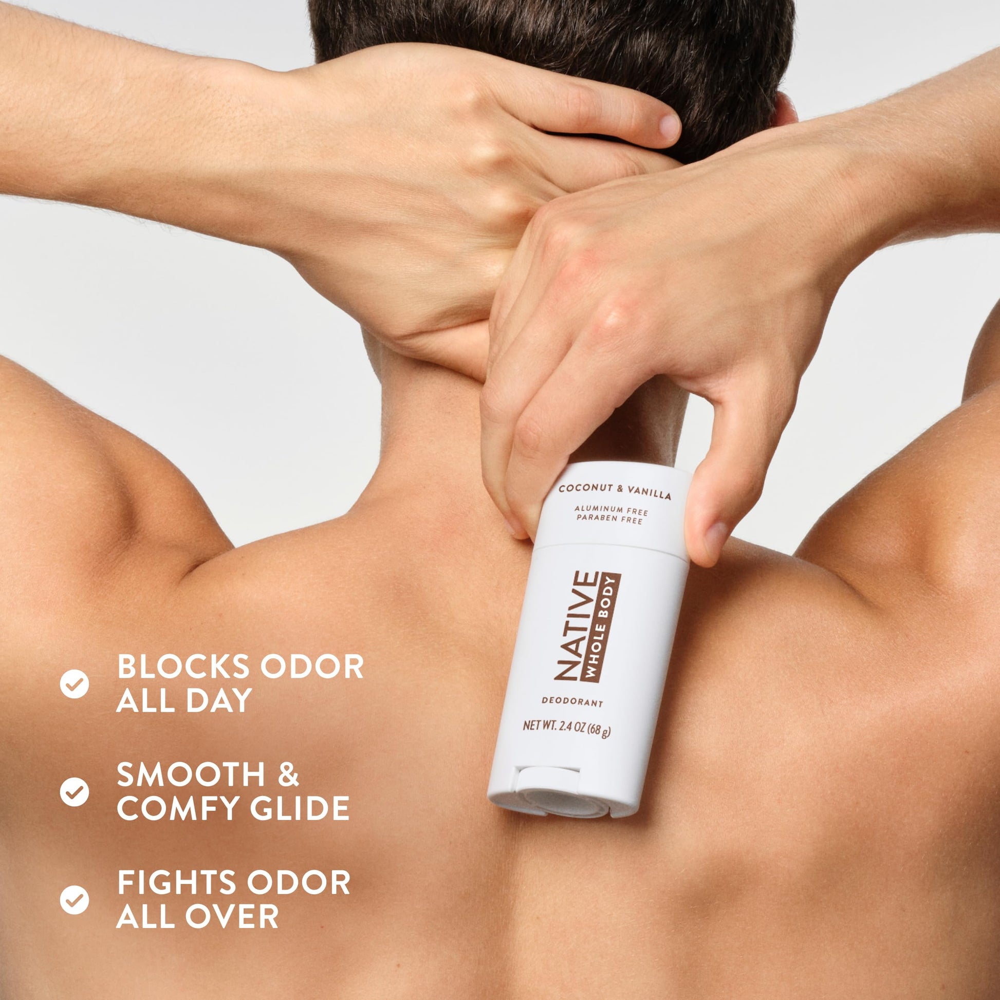 Native deodorant stick side profile showing 2.3 ounce size