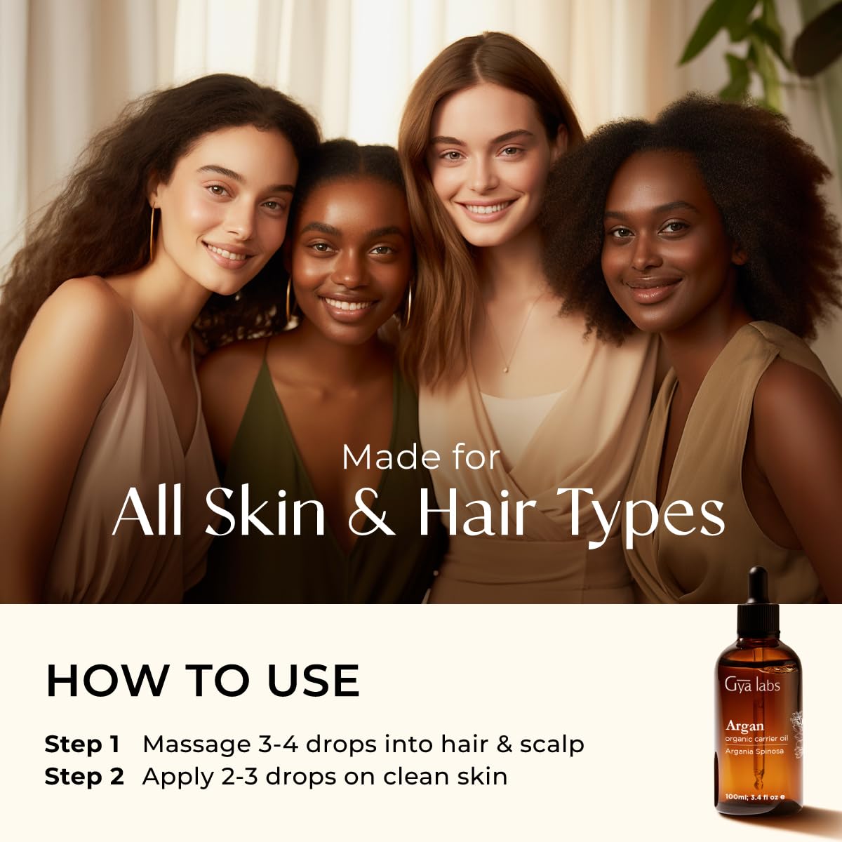 Multi use unrefined argan oil for deeply hydrating dry scalp and facial skincare routines.