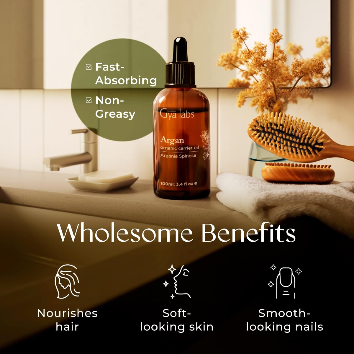 Applying a few drops of authentic imported Gya Labs hair oil as a leave in nourishment mask.