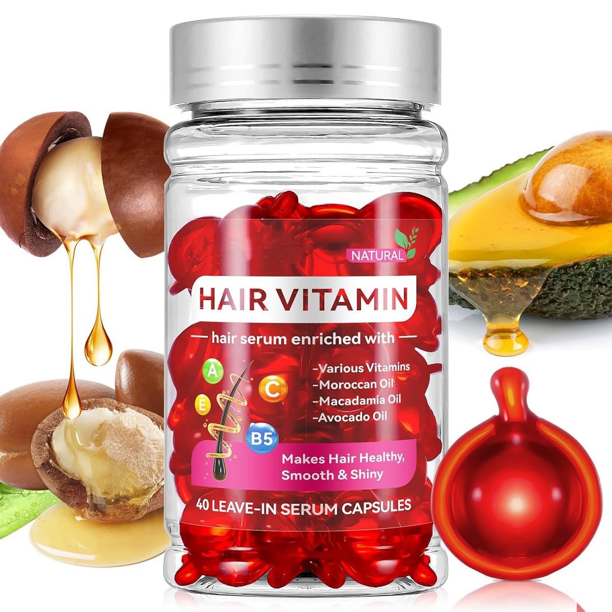 HuaQing leave in molecular repair hair vitamins capsule being twisted open.