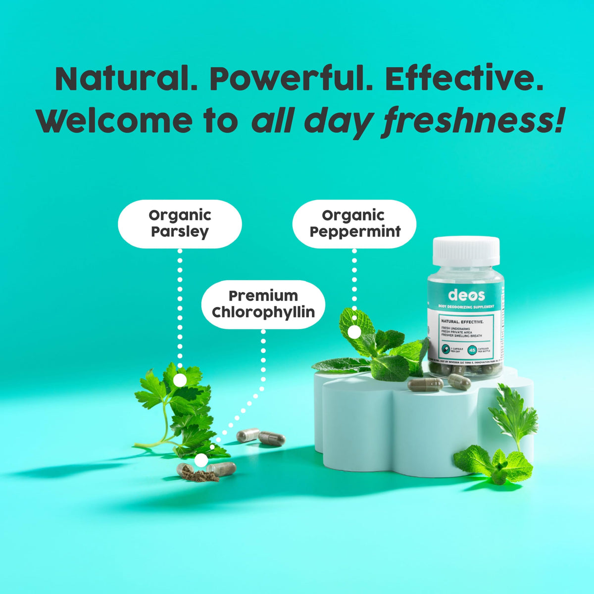 DEOS digestion support supplement packaging details
