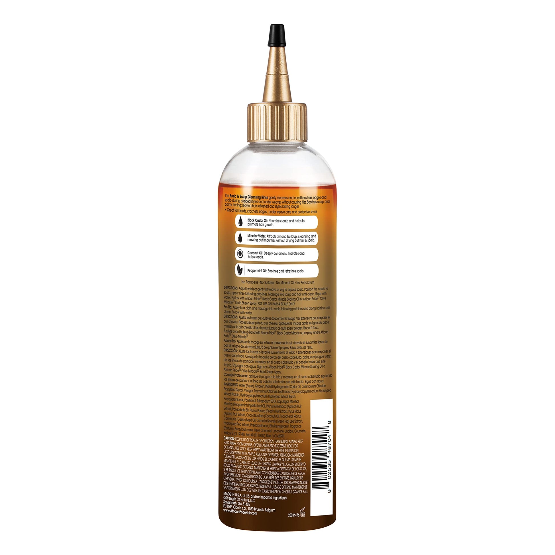 African Pride protective style clarifying rinse back label showing ingredients