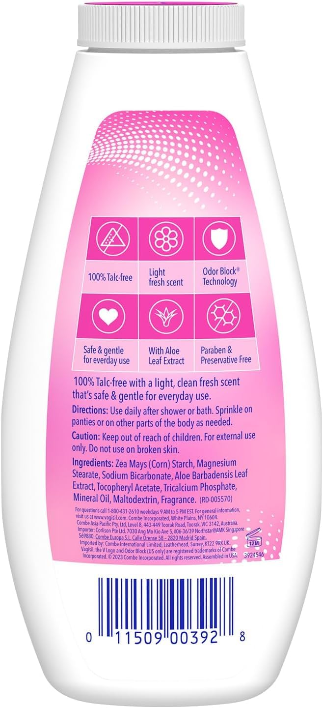 Vagisil deodorizing cornstarch powder complete product packaging