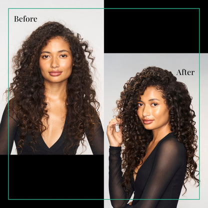 Application of Tresemme Bouncy Curls mist on curly hair model