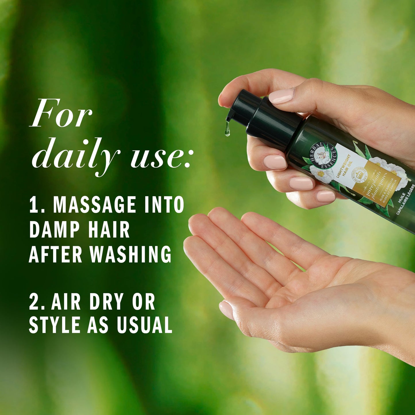 Herbal Essences aloe and camellia flower oil hair treatment packaging