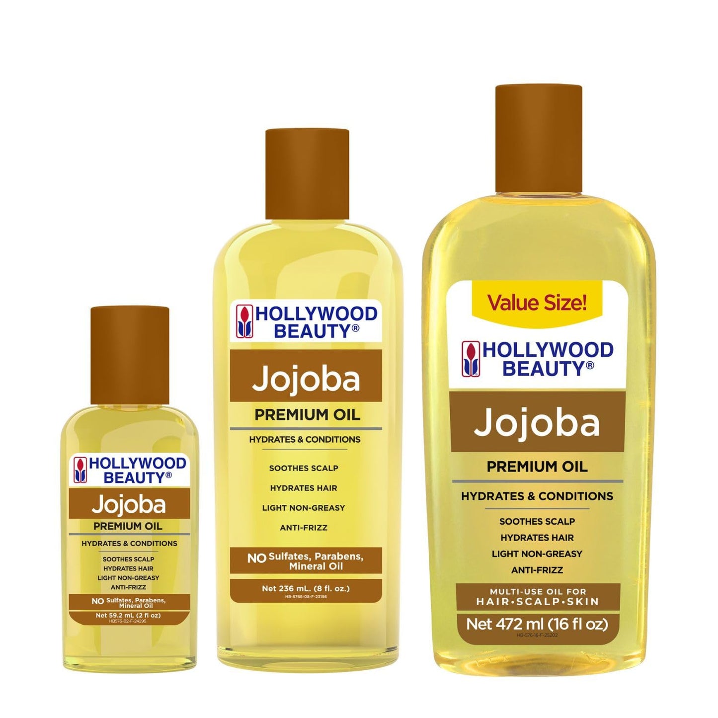 Authentic Hollywood Beauty Jojoba Oil sixteen fluid ounce packaging for complete hydration