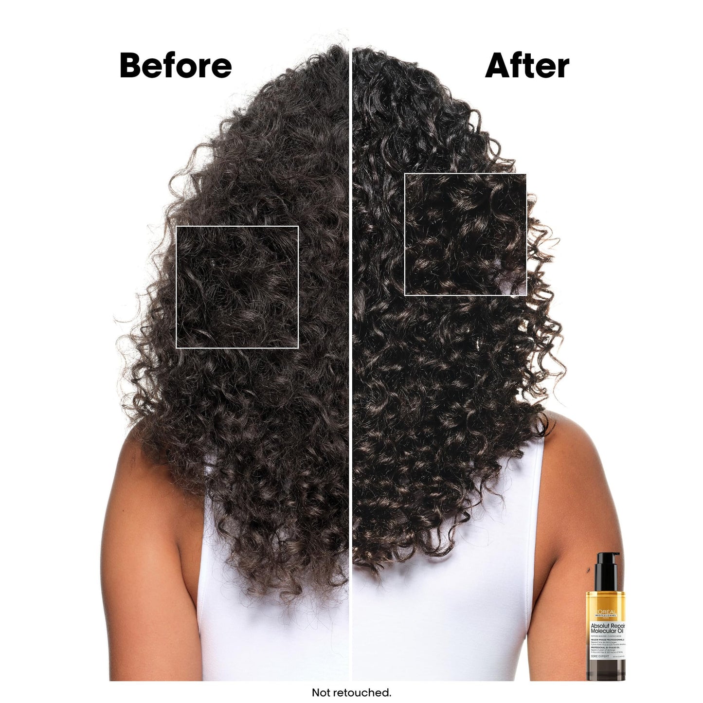 Applying L'Oréal Absolut Repair Molecular leave-in oil to damp hair for damage control