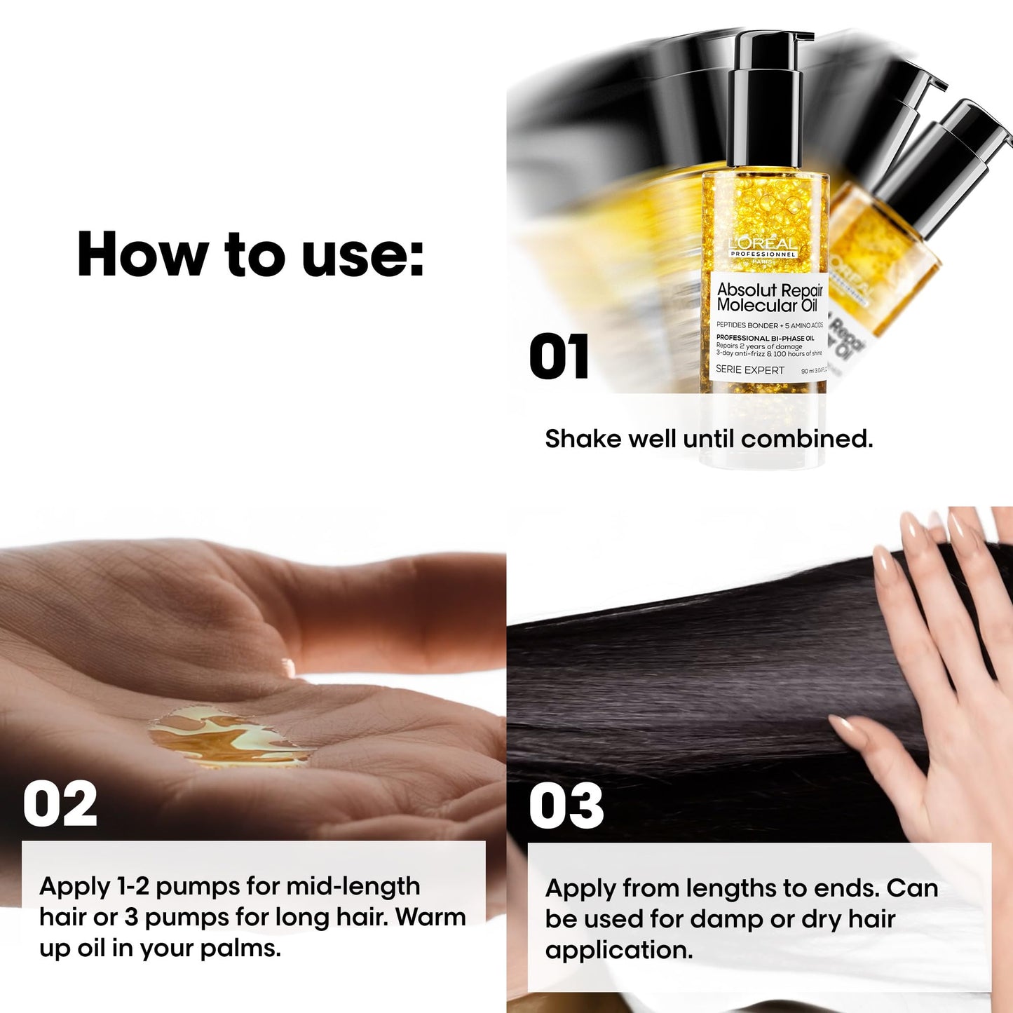 Packaging details of USA imported L'Oréal Professionnel Paris Molecular High Shine Hair Oil