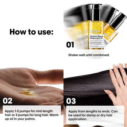 Packaging details of USA imported L'Oréal Professionnel Paris Molecular High Shine Hair Oil