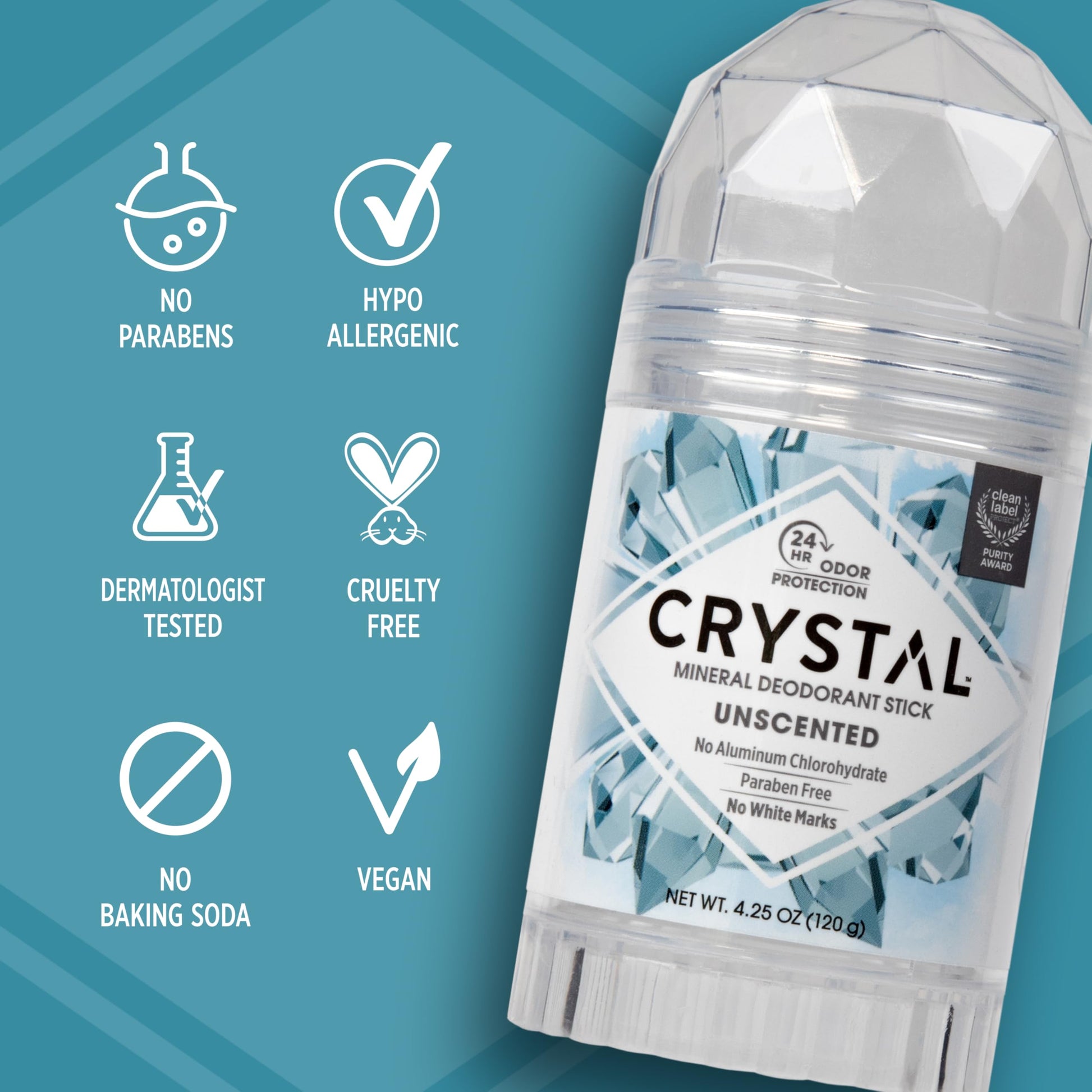 Underarm application view of the unscented clean label project award winning mineral stick