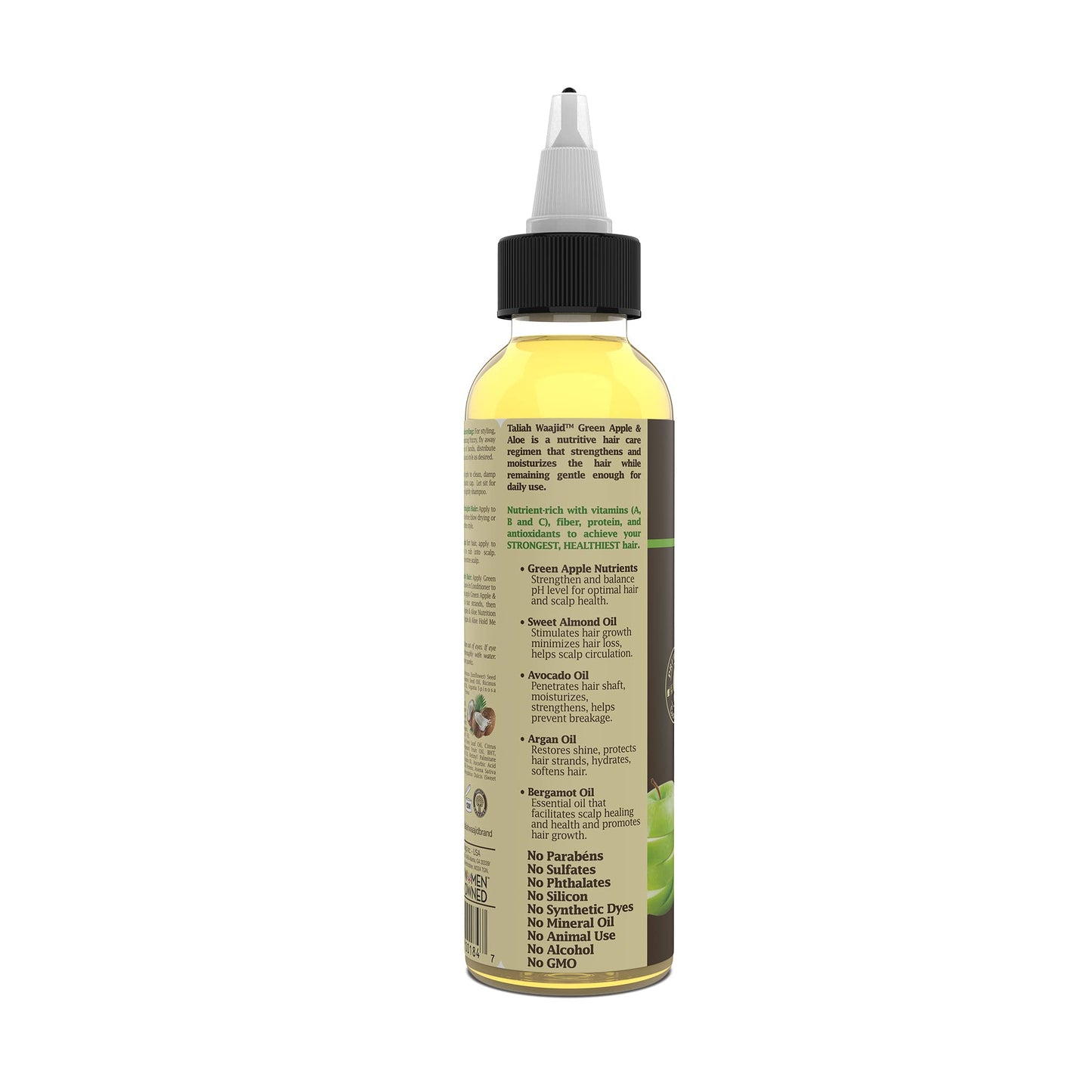 Imported Taliah Waajid green apple and aloe vera hair sealant oil packaging
