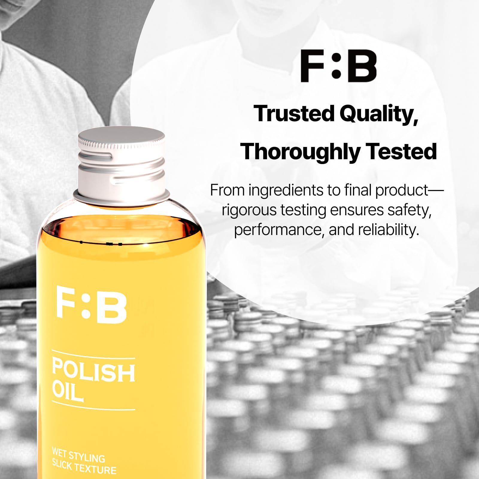 Back label view of Forbeaut Wet Polish Oil showing usage instructions.