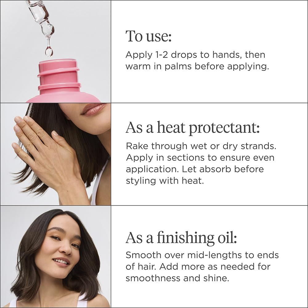Briogeo yuzu and plum styling oil for frizz control side angle