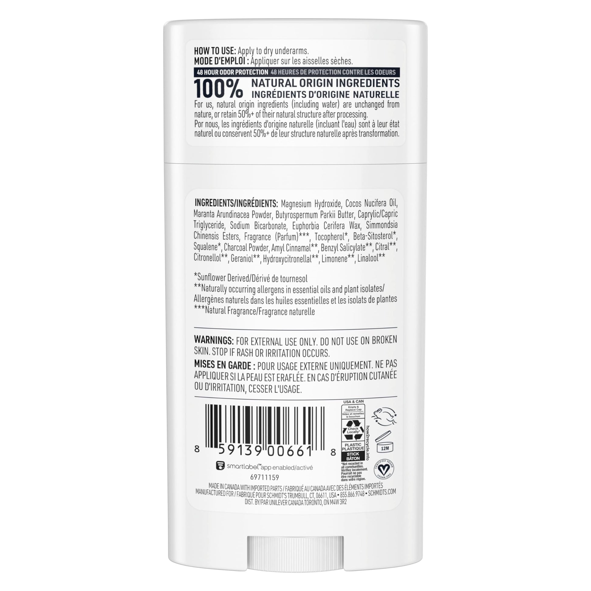 Schmidt's Charcoal and Magnesium natural origin deodorant sticks duo pack