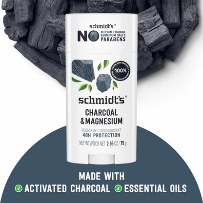 Schmidt's natural deodorant underarm odor protection stick close up